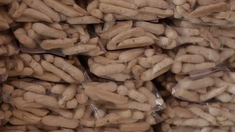 Packaged cassava starch biscuits, Natividade, Tocantins Stock Footage 317789642