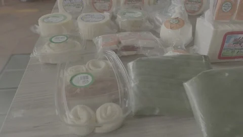 Packaged cheese in different presentations to be sold Stock Footage 222015617