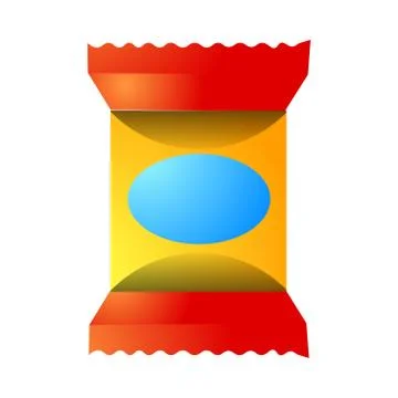 A packaged chocolate bar and candy. Colorful raster illustration in flat cartoon イラスト素材