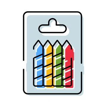 Packaged crayons set for drawing and early education Stock Illustration