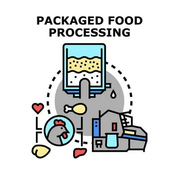 Packaged food processing concept manufacturing chicken products Ilustração Stock