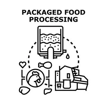 Packaged food processing concept manufacturing chicken products Ilustração Stock