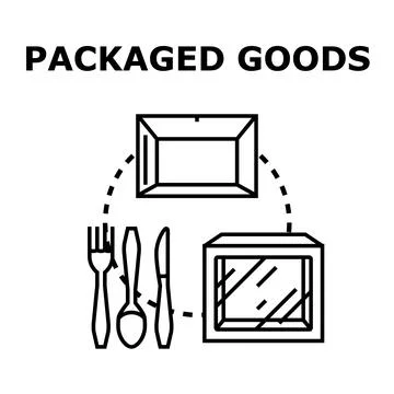Packaged goods concept with disposable cutlery takeaway food Stock Illustration
