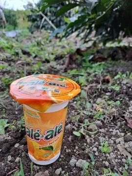Packaged orange flavored drink made in Indonesia Stock-Fotos