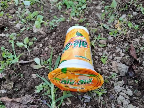 Packaged orange flavored drink made in Indonesia Stock Photos