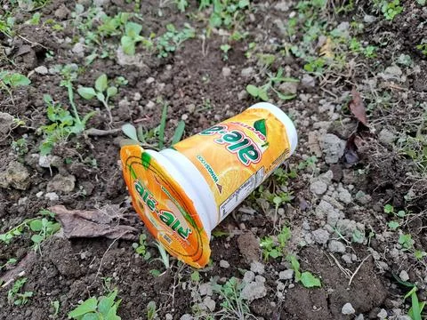 Packaged orange flavored drink made in Indonesia Stock Photos