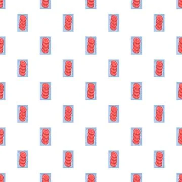 Packaged salami slices creating seamless food pattern Stock Illustration