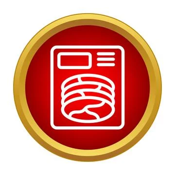 Packaged sliced meat icon in red circle Stock Illustration