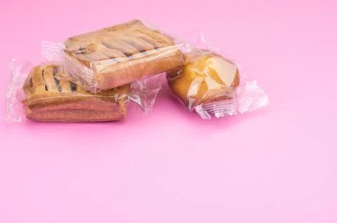Packaged snacks and titbits backdrops Stock Photos
