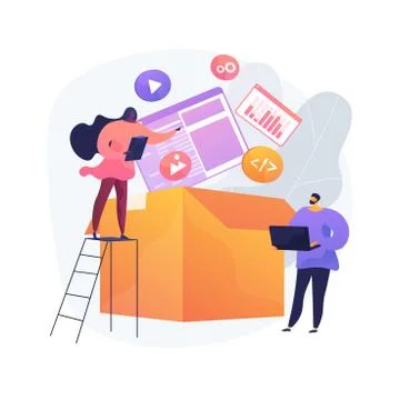 Packaged software abstract concept vector illustration. Stock Illustration