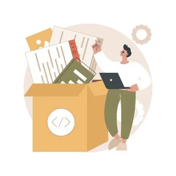 Packaged software abstract concept vector illustration. Stock Illustration