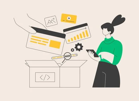 Packaged software abstract concept vector illustration. Stock Illustration