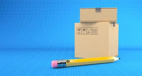 Packages with blueprint Illustration