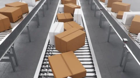 Packages delivery, packaging service and parcels transportation system concept 스톡 동영상 117935396