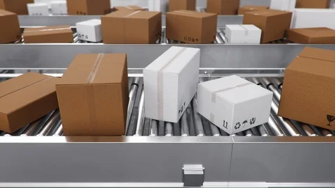 Packages delivery, packaging service and parcels transportation system concept 스톡 동영상 117935461