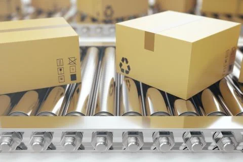 Packages delivery, packaging service and parcels transportation system concept Stock Illustration