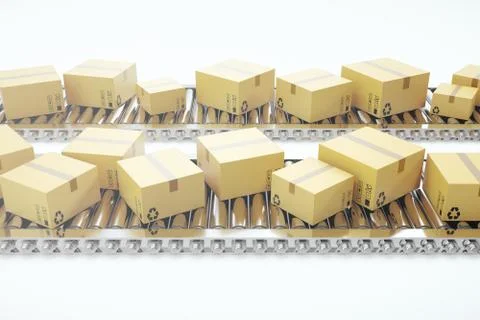 Packages delivery, packaging service and parcels transportation system concept Illustrazione stock