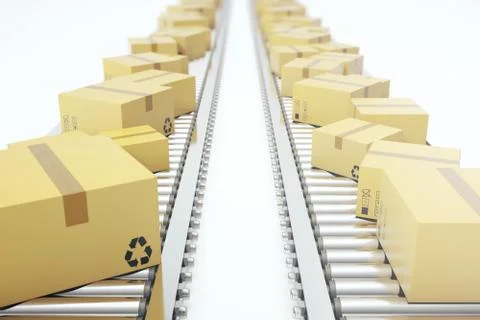Packages delivery, packaging service and parcels transportation system concept Stock Illustration