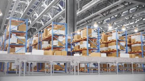 Packages delivery, parcels transportation system concept, cardboard boxes on Stock Illustration