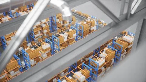Packages delivery, parcels transportation system concept, cardboard boxes on Illustrazione stock