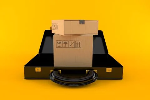 Packages inside open briefcase Stock Illustration