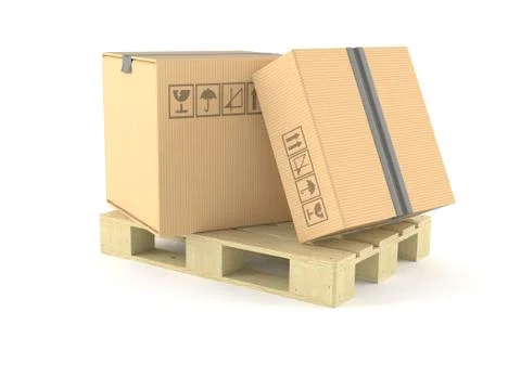 Packages on palette 스톡 일러스트