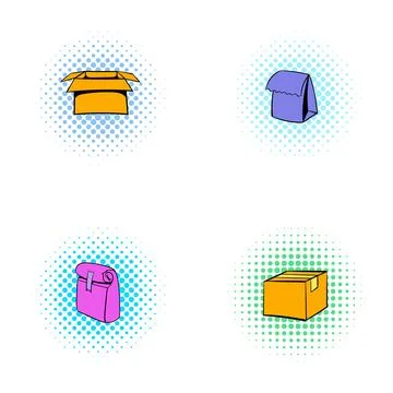Packaging and delivery comic style pop art icons Stockillustratie