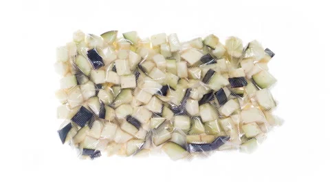 Packaging and Freezing Eggplant Pieces 4K Stock Footage 328539796