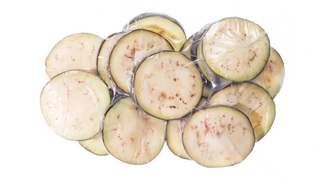 Packaging and Freezing Fresh Eggplant 4K Stock Footage 328535140