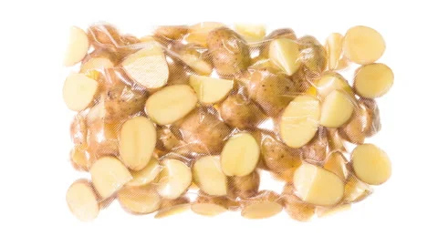 Packaging and Freezing Fresh Potatoes 4K Stock Footage 297621145