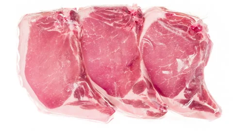 Packaging and Freezing Fresh Steaks 4K Stock Footage 328609782