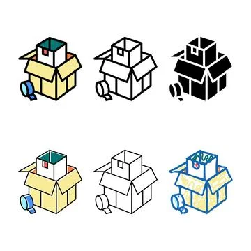 Packaging and wrapping parcel color types icon vector Stock Illustration