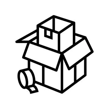Packaging and wrapping parcel line icon vector illustration Stock Illustration