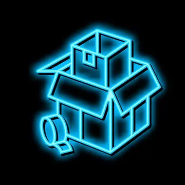 Packaging and wrapping parcel neon glow icon illustration Stock Illustration