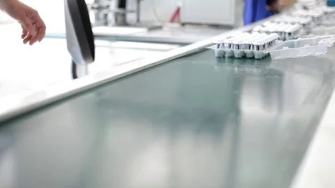 Packaging assembly line with conveyor belt Stock Footage 78641552