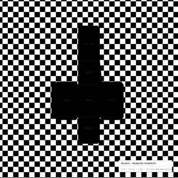 Packaging Blueprint for Cube Carton with Flaps and Checkerboard Background Stock Illustration