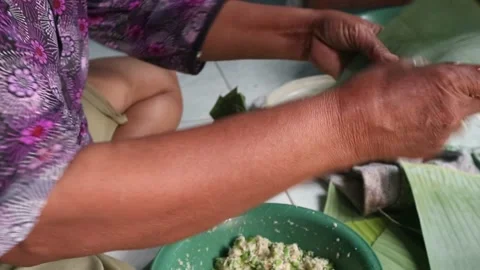 Packaging for botok food Stock Footage 205538726