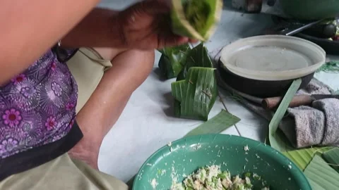 Packaging for botok food Stock Footage 205539079