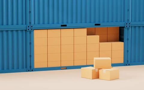 Packaging box and container, 3d rendering. 库存插图