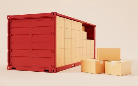 Packaging box and container, 3d rendering. Stock Illustration