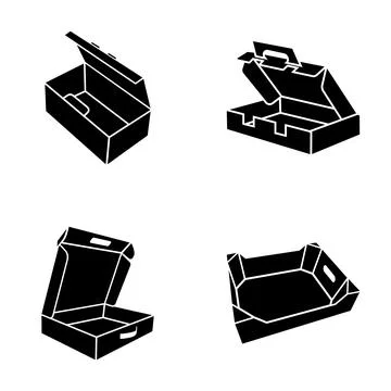 Packaging box and container silhouettes for delivery Stock Illustration