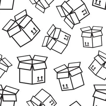 Packaging box with arrow symbol seamless pattern background. Business flat ve Stock Illustration