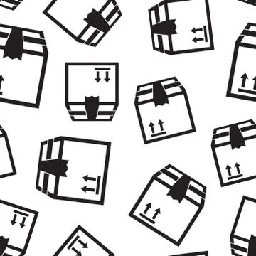 Packaging box with arrow symbol seamless pattern background. Business flat ve Stock Illustration