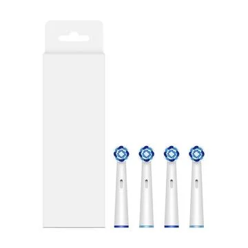 Packaging Box With Hang Tab, White Electric Toothbrush Heads Stock Illustration