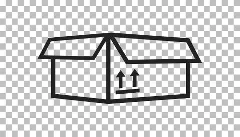 Packaging box icon with arrow symbol. Shipping pack simple vector illustratio Stockillustratie