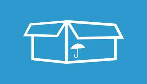Packaging box icon with umbrella symbol. Shipping pack simple vector illustra Stockillustratie