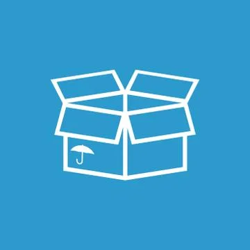 Packaging box icon with umbrella symbol. Shipping pack simple vector illustra Stockillustratie