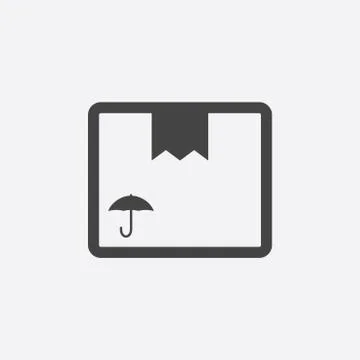 Packaging box icon with umbrella symbol. Shipping pack simple vector illustra Stock Illustration