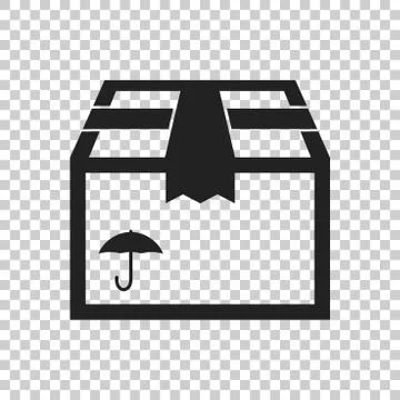 Packaging box icon with umbrella symbol. Shipping pack simple vector illustra イラスト素材