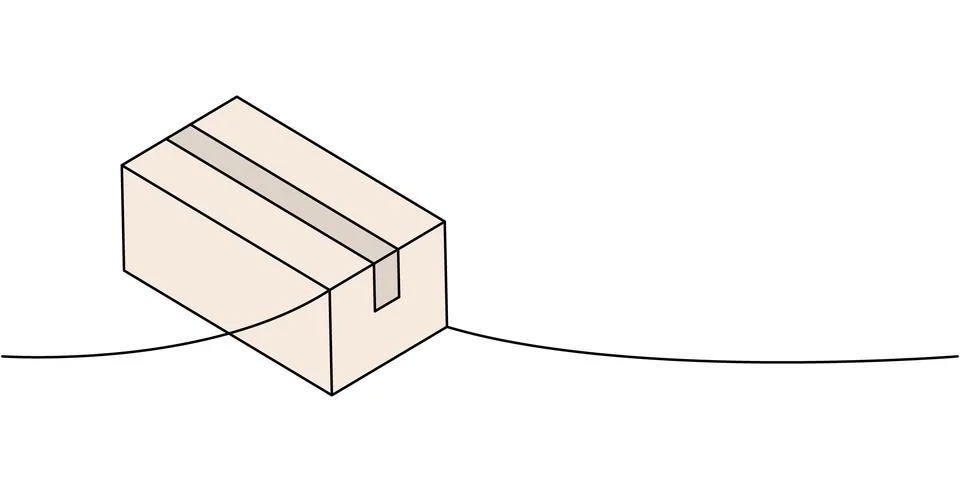 Packaging box one line colored continuous drawing. Gift box. Vector illustration Stock Illustration